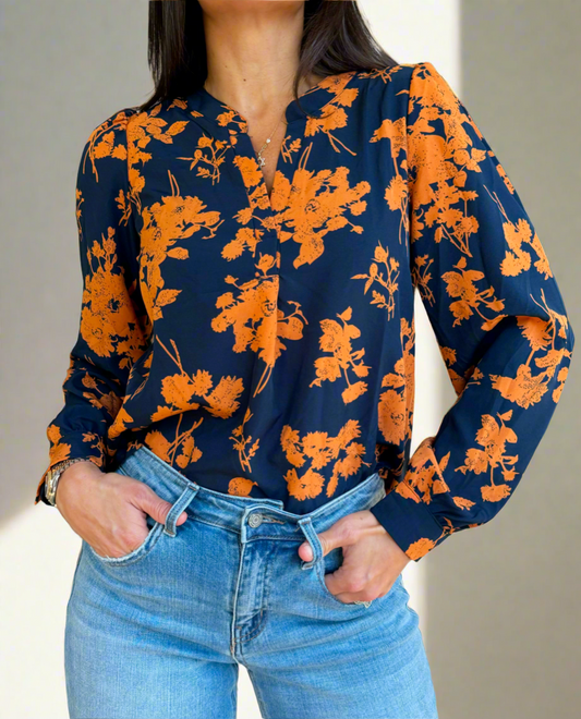 Perfect Bloom Notched Collar Blouse