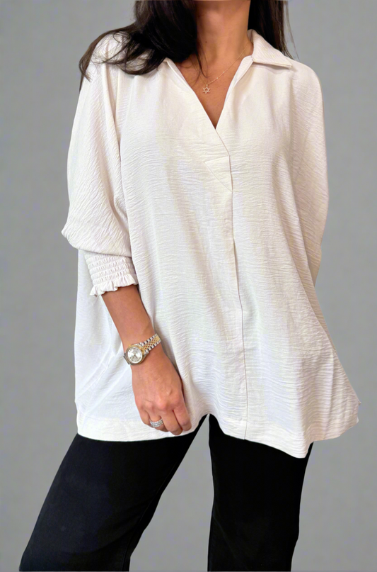 Breeze Band Blouse (SAND BEIGE)