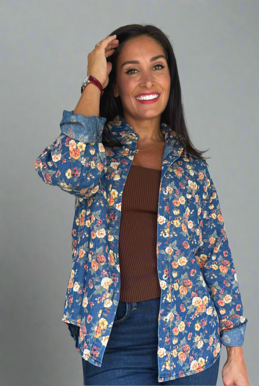 Vintage Charm Floral Denim Jacket