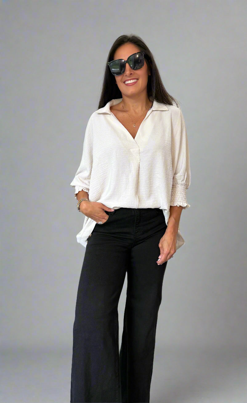 Breeze Band Blouse (SAND BEIGE)