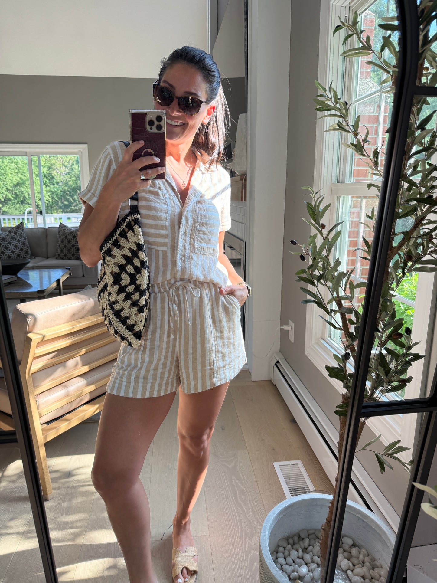 Contrast Crochet Tote Bag