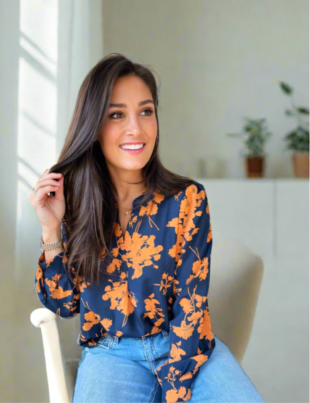 Perfect Bloom Notched Collar Blouse