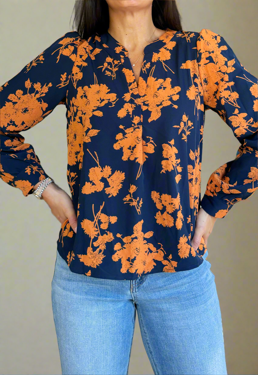 Perfect Bloom Notched Collar Blouse