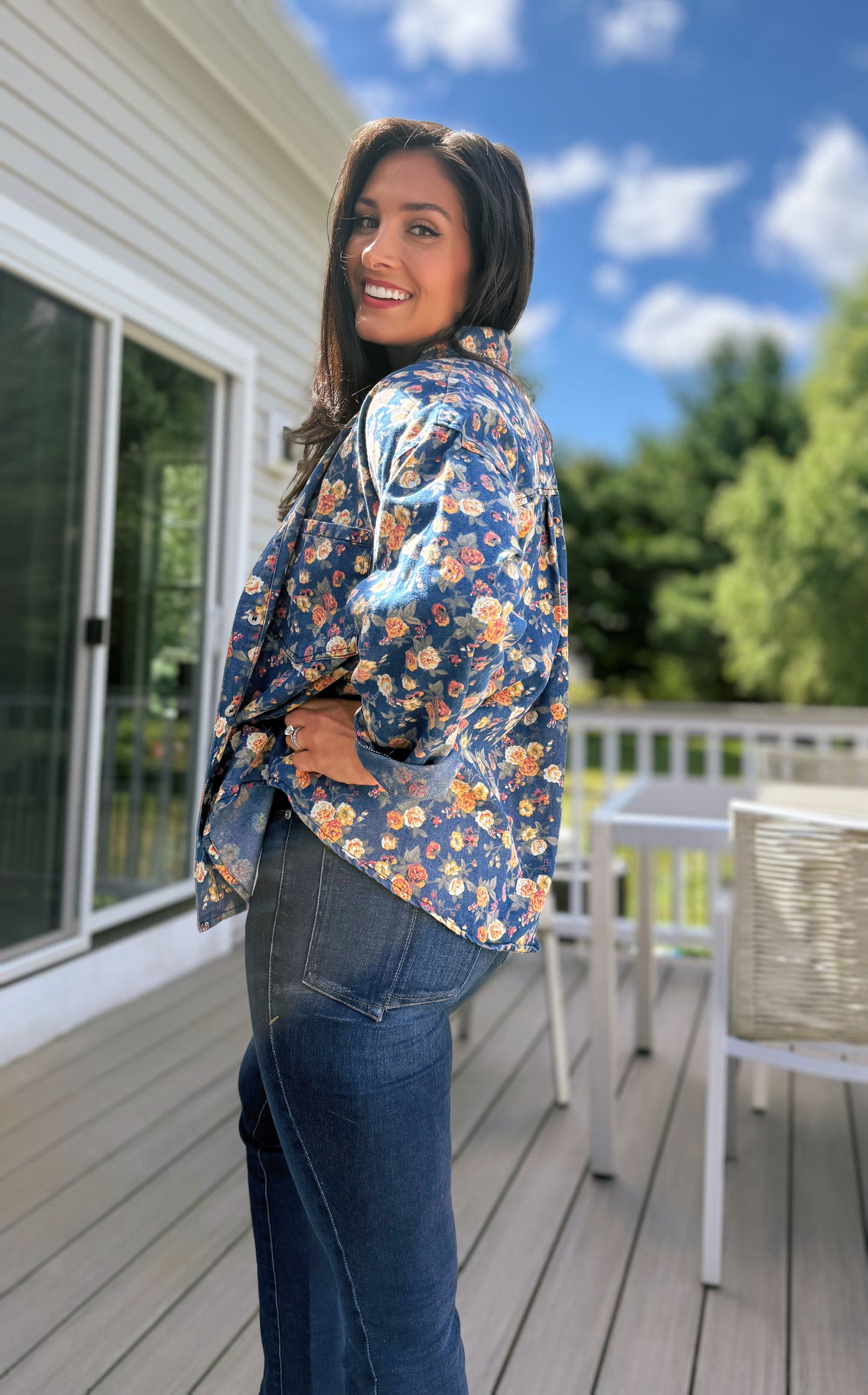 Vintage Charm Floral Denim Jacket