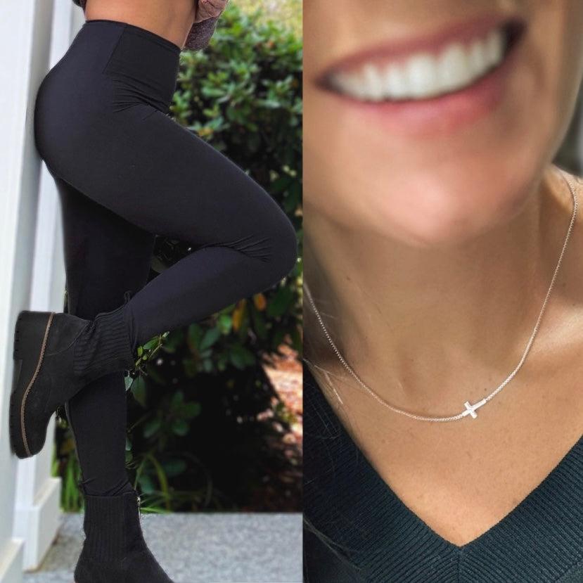 Fleece Legging & Cross Necklace Bundle
