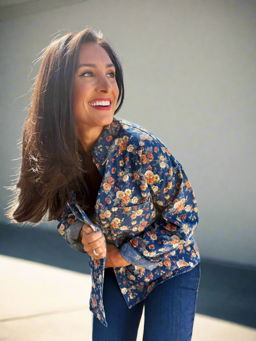 Vintage Charm Floral Denim Jacket