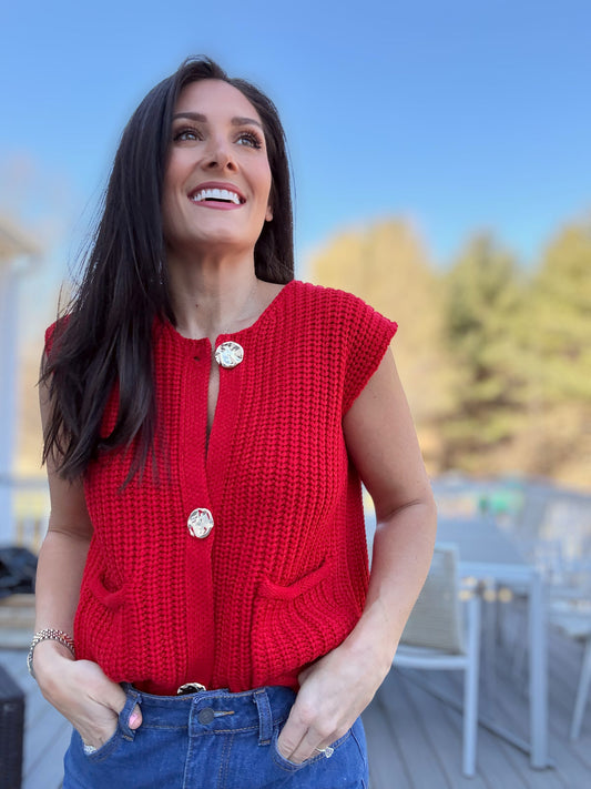 Amore Button Down Sweater Vest