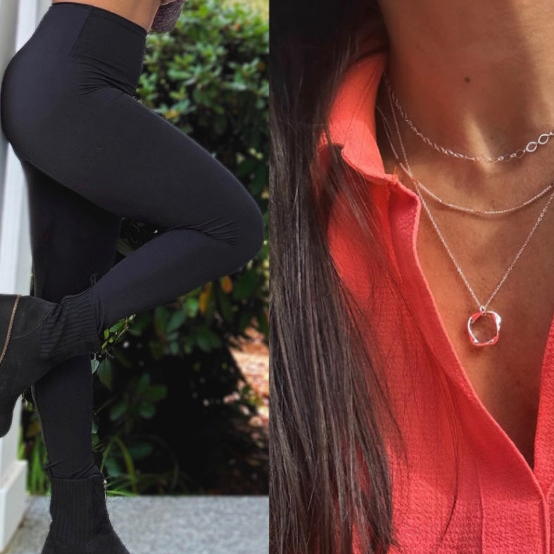 Fleece Leggings & Stackable Necklace Bundle