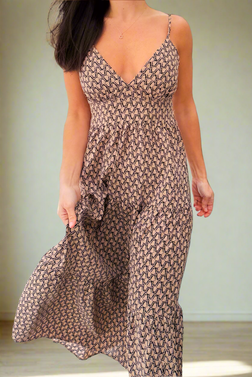 Shoreline Chic Tie-Back Maxi Dress