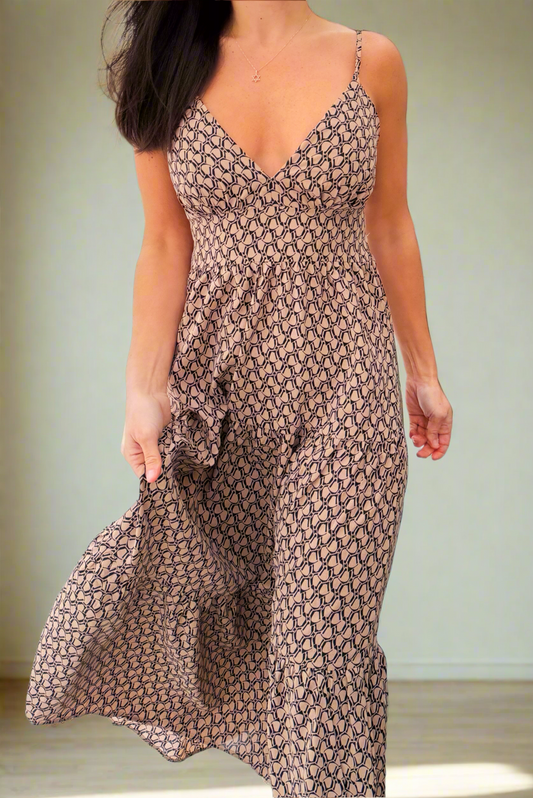 Shoreline Chic Tie-Back Maxi Dress