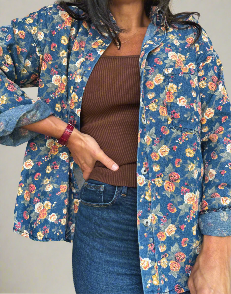 Vintage Charm Floral Denim Jacket