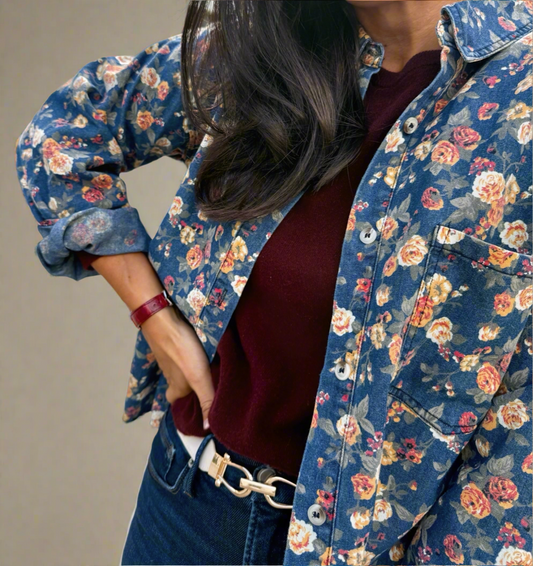 Vintage Charm Floral Denim Jacket