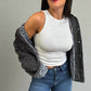 JP Signature Quilted Snap Down Denim Jacket