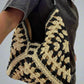 Contrast Crochet Tote Bag